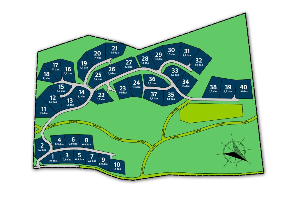 illustrasjonskart over tomteområdet savalkletten fjellgrend